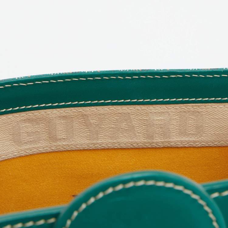Pre Owned Goyard Green Coated Canvas And Leather Saigon MM Top Handle Bag