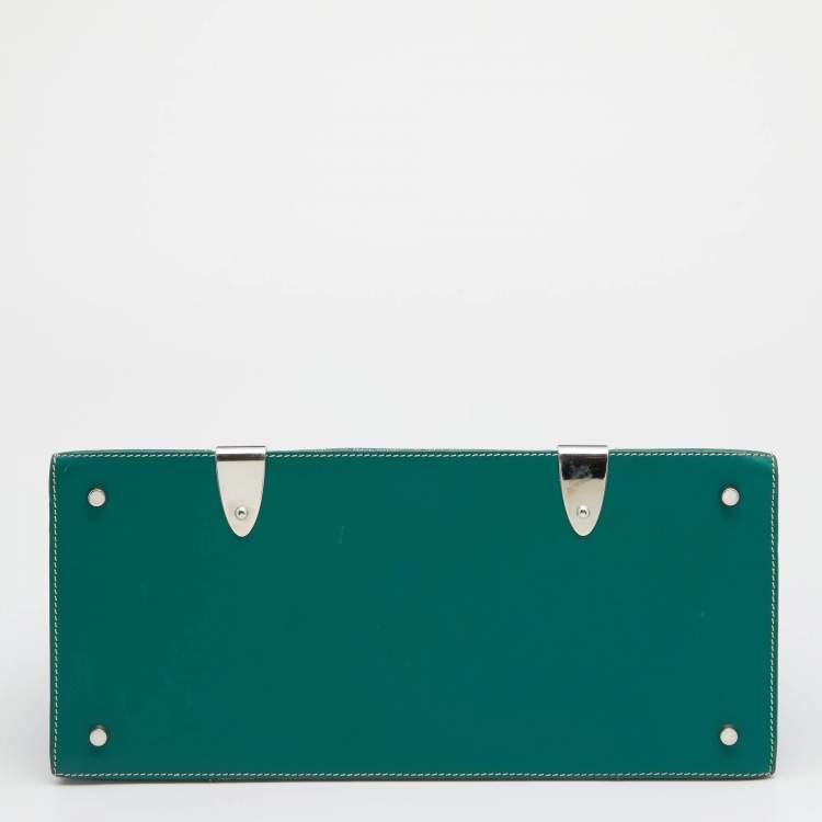 Pre Owned Goyard Green Coated Canvas And Leather Saigon MM Top Handle Bag