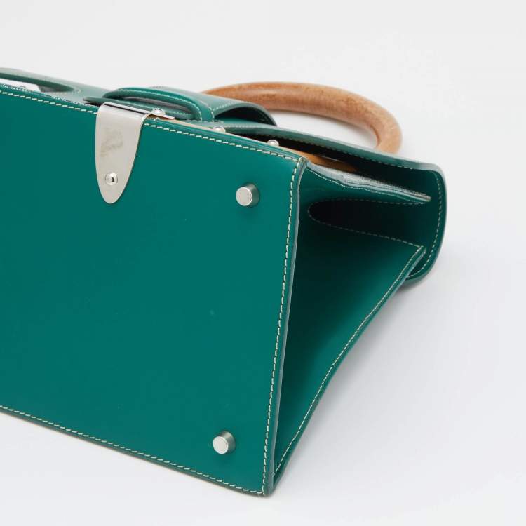 Pre Owned Goyard Green Coated Canvas And Leather Saigon MM Top Handle Bag