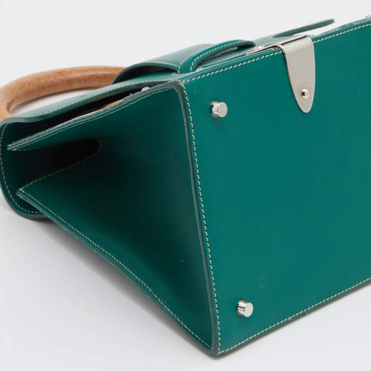 Pre Owned Goyard Green Coated Canvas And Leather Saigon MM Top Handle Bag
