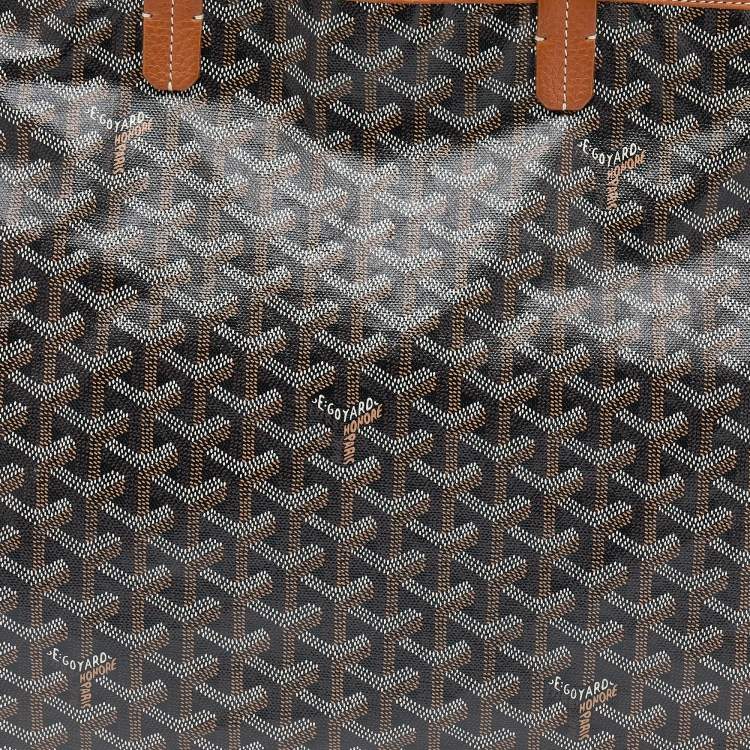 Pre Owned Goyard Brown/Cognac Chevron Print Coated Canvas And Leather Hardy PM Tote
