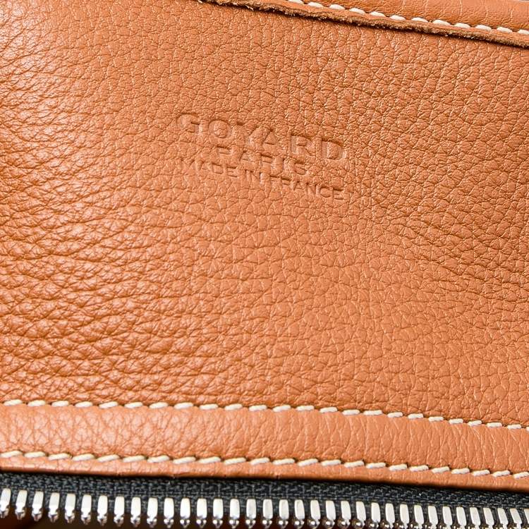 Pre Owned Goyard Brown/Cognac Chevron Print Coated Canvas And Leather Hardy PM Tote