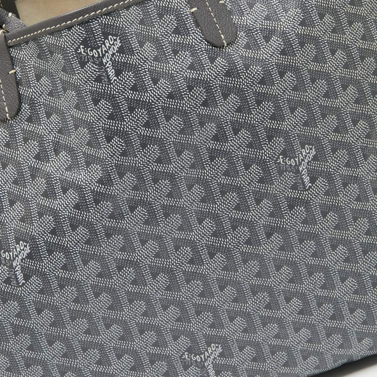 Pre Owned Goyard Grey Goyardine Coated Canvas and Leather Saint Louis PM Tote