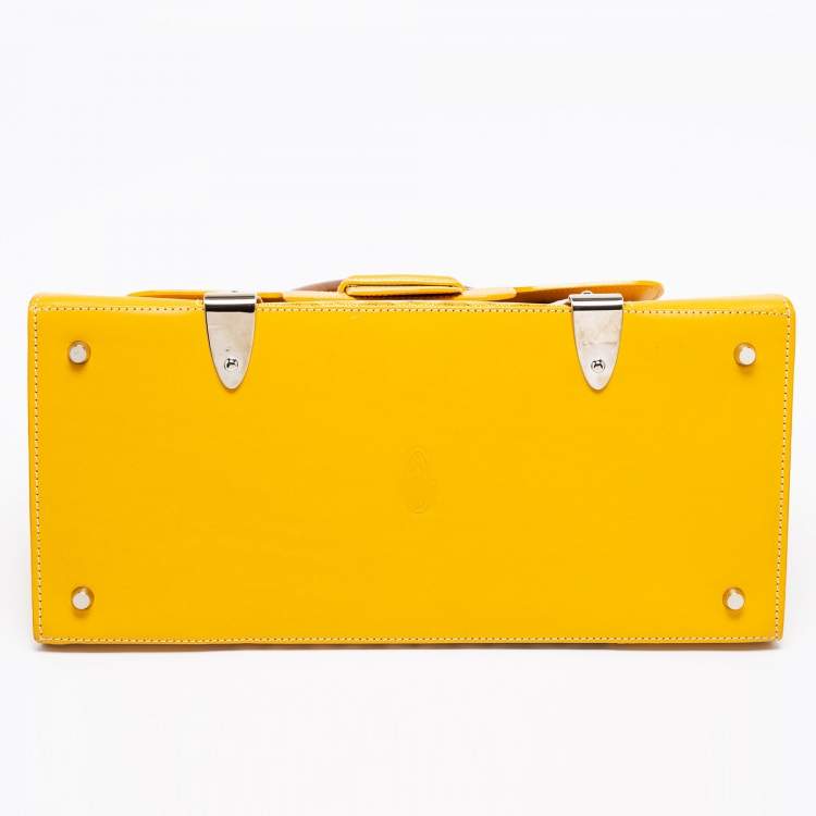 Pre Owned Goyard Yellow Goyardine Coated Canvas and Leather Saigon MM Top Handle Bag