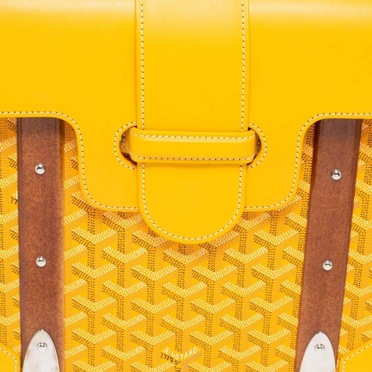 Pre Owned Goyard Yellow Goyardine Coated Canvas and Leather Saigon MM Top Handle Bag