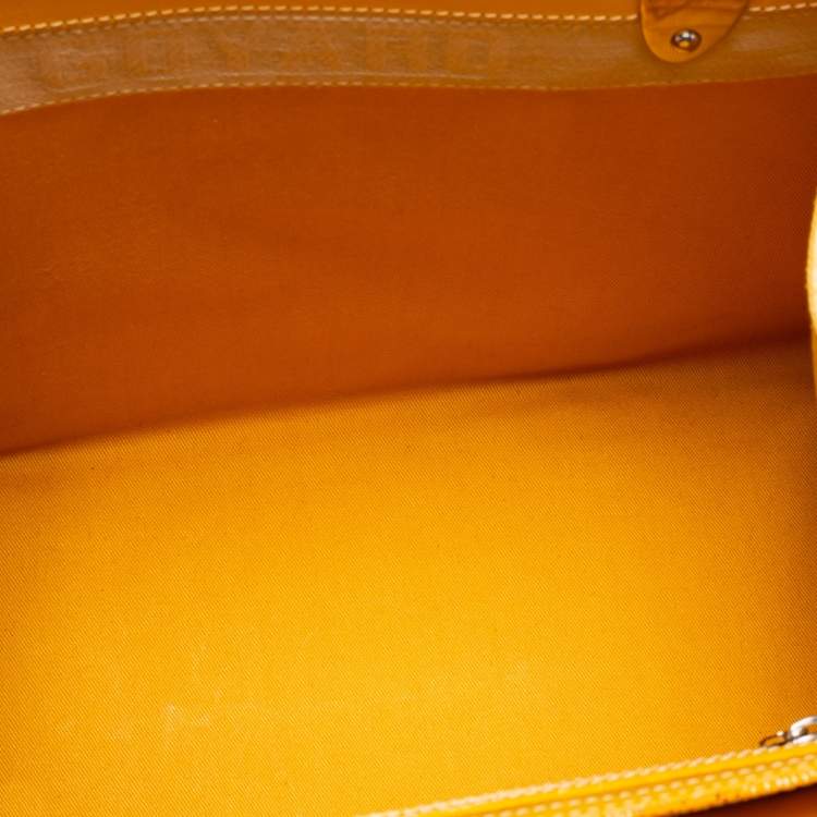 Pre Owned Goyard Yellow Goyardine Coated Canvas and Leather Saigon MM Top Handle Bag