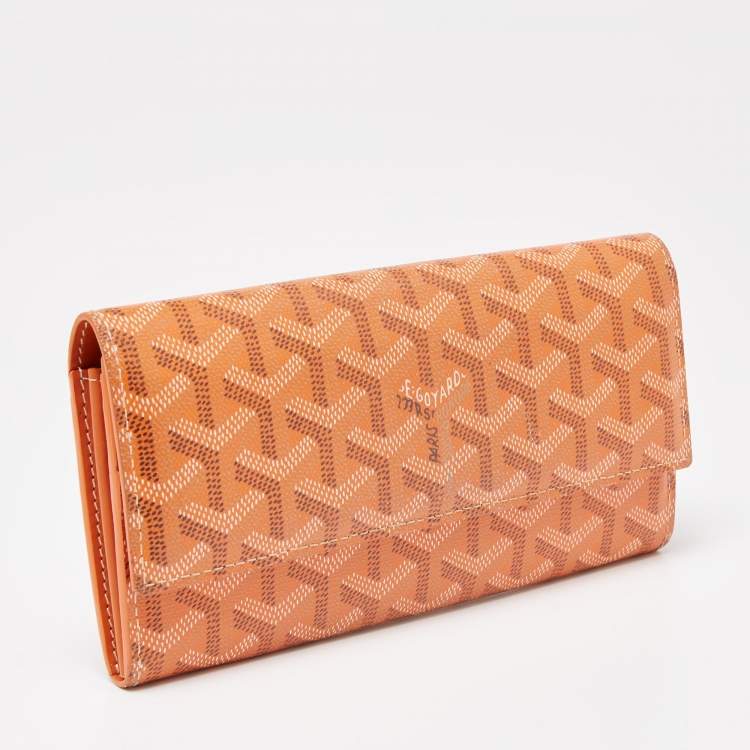Pre Owned Goyard Orange Goyardine Coated Canvas Varenne Continental Wallet
