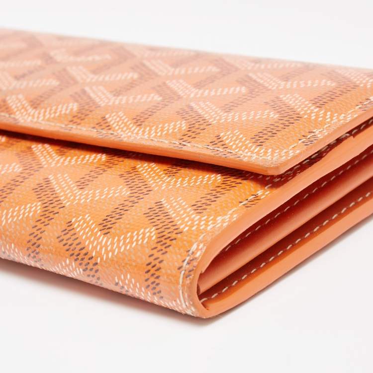 Pre Owned Goyard Orange Goyardine Coated Canvas Varenne Continental Wallet