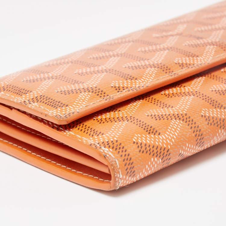 Pre Owned Goyard Orange Goyardine Coated Canvas Varenne Continental Wallet