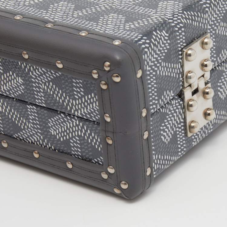 Pre Owned Goyard Grey Leather And Coated Canvas Minaudiere Bag