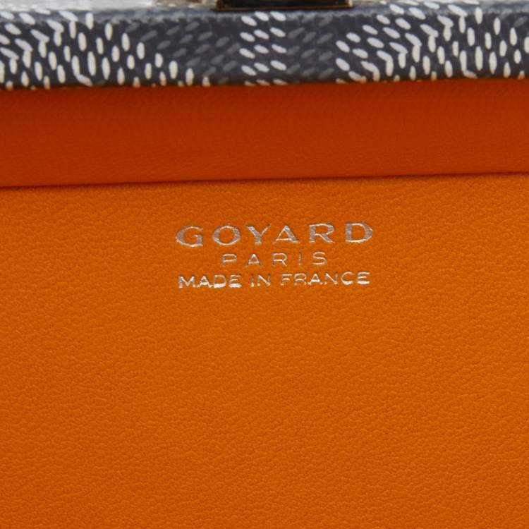 Pre Owned Goyard Grey Leather And Coated Canvas Minaudiere Bag