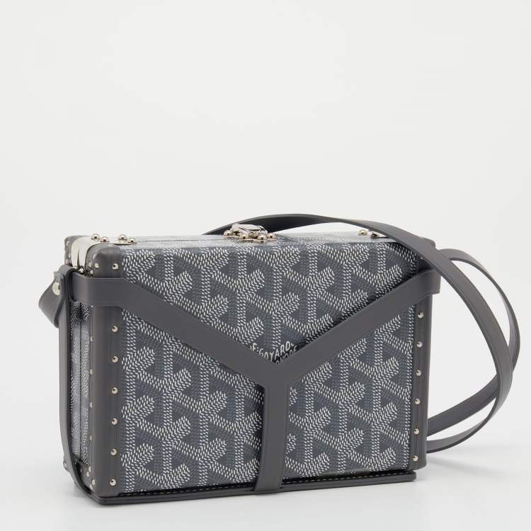 Pre Owned Goyard Grey Leather And Coated Canvas Minaudiere Bag