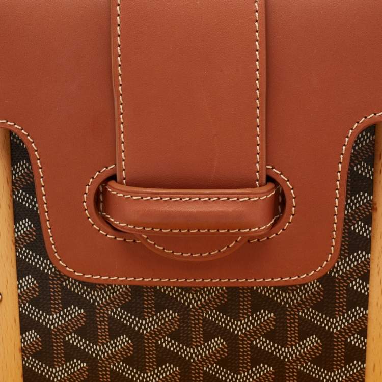 Pre Owned Goyard Brown Goyardine Coated Canvas and Leather Saigon PM Top Handle Bag
