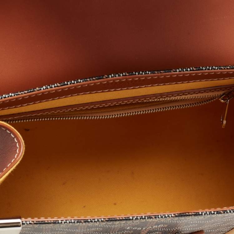 Pre Owned Goyard Brown Goyardine Coated Canvas and Leather Saigon PM Top Handle Bag