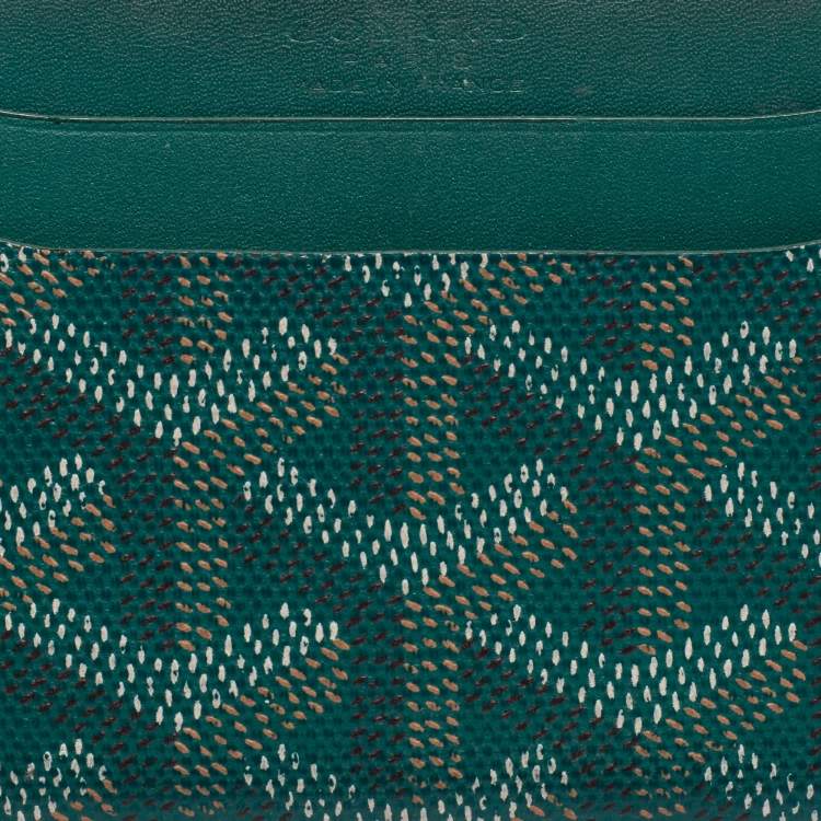 Pre Owned Goyard Green Goyardine Coated Canvas and Leather Saint Sulpice Card Holder
