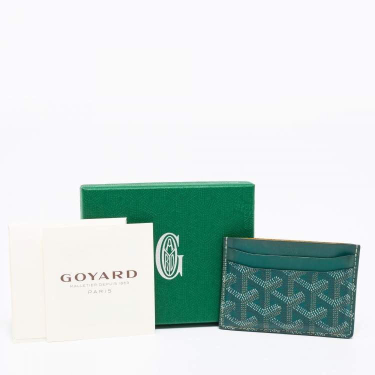 Pre Owned Goyard Green Goyardine Coated Canvas and Leather Saint Sulpice Card Holder