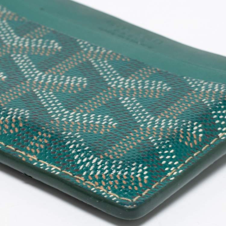 Pre Owned Goyard Green Goyardine Coated Canvas and Leather Saint Sulpice Card Holder