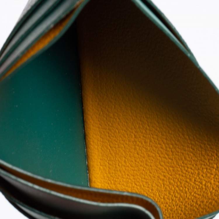 Pre Owned Goyard Green Goyardine Coated Canvas and Leather Saint Sulpice Card Holder