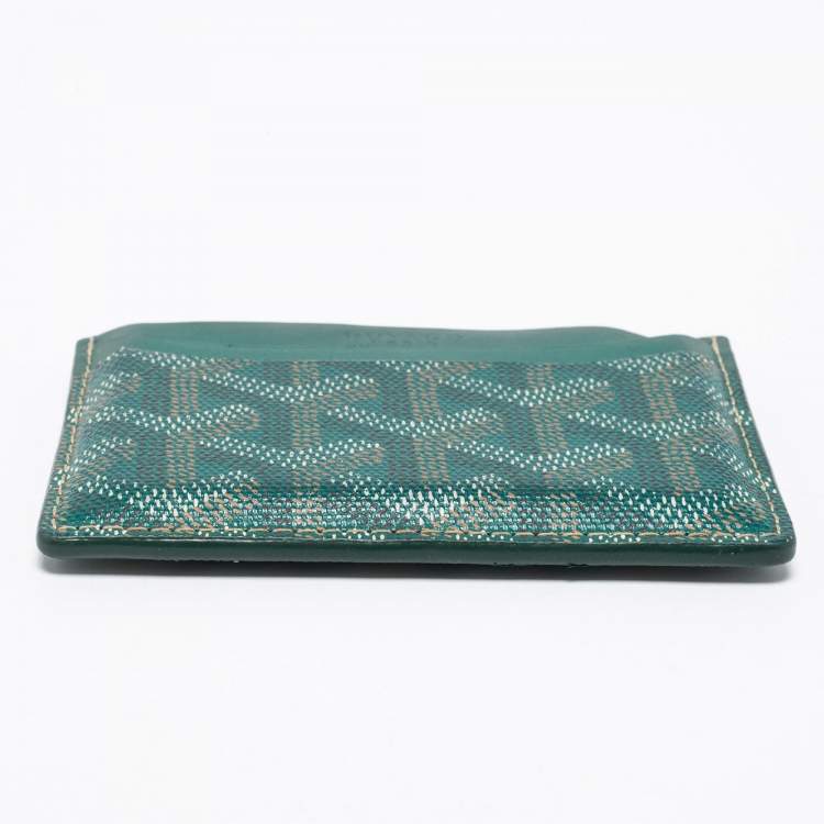 Pre Owned Goyard Green Goyardine Coated Canvas and Leather Saint Sulpice Card Holder