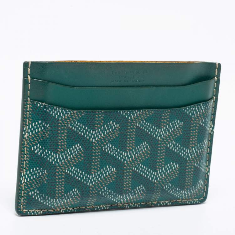 Pre Owned Goyard Green Goyardine Coated Canvas and Leather Saint Sulpice Card Holder