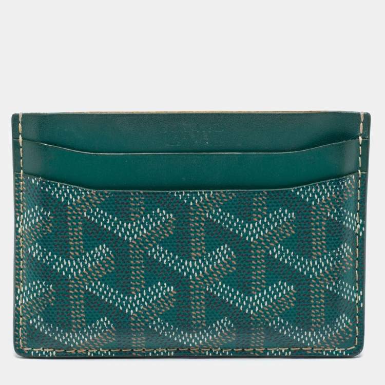 Pre Owned Goyard Green Goyardine Coated Canvas and Leather Saint Sulpice Card Holder