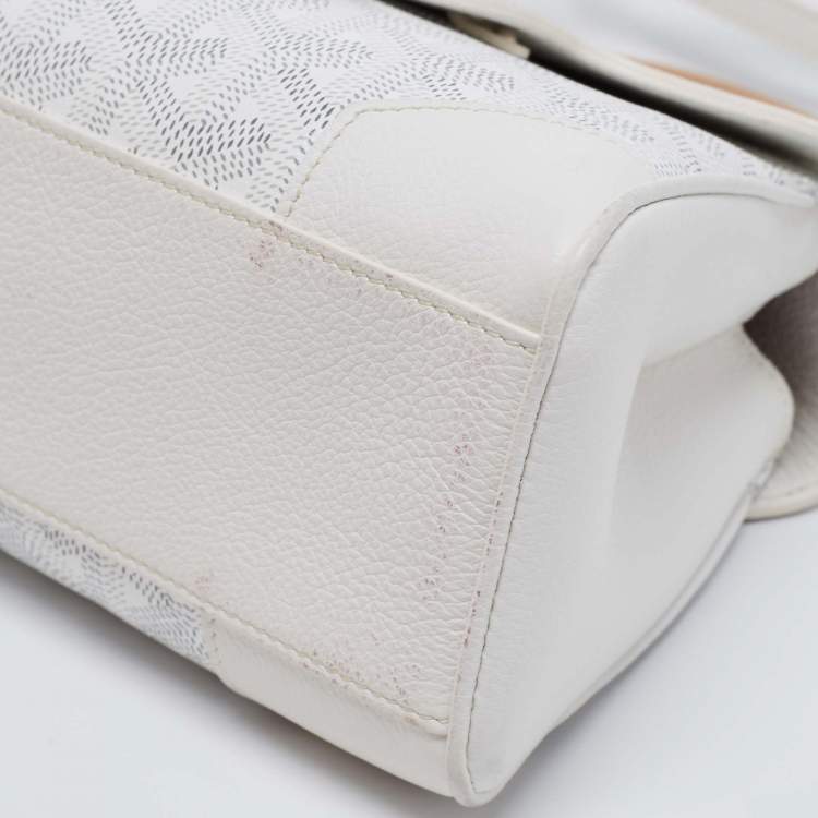 Pre Owned Goyard White Goyardine Coated Canvas and Leather Mini Saigon Top Handle Bag