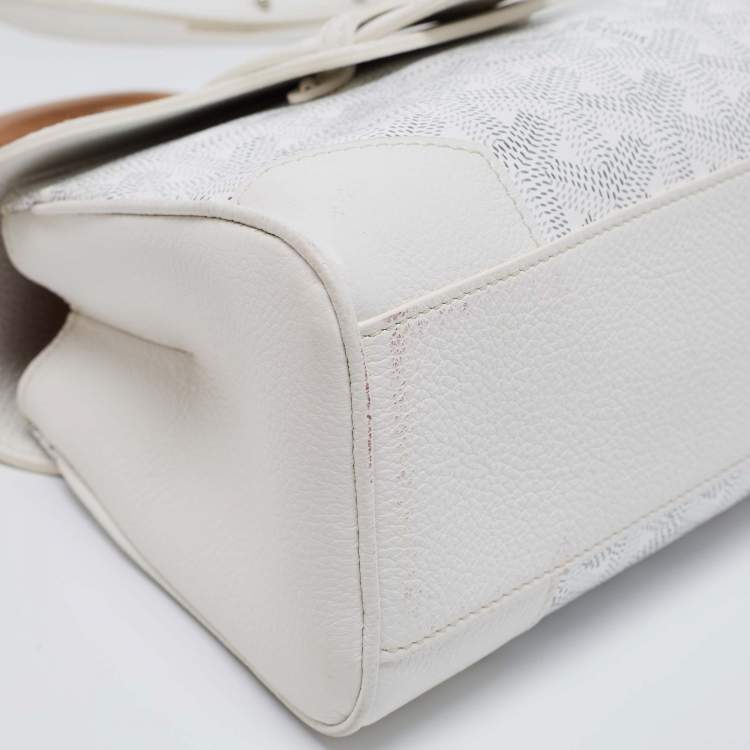 Pre Owned Goyard White Goyardine Coated Canvas and Leather Mini Saigon Top Handle Bag