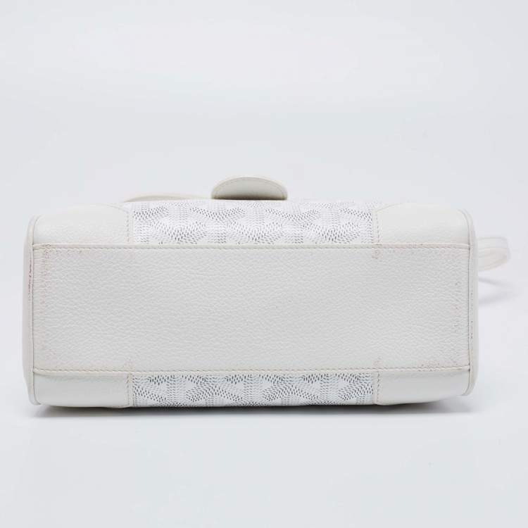 Pre Owned Goyard White Goyardine Coated Canvas and Leather Mini Saigon Top Handle Bag