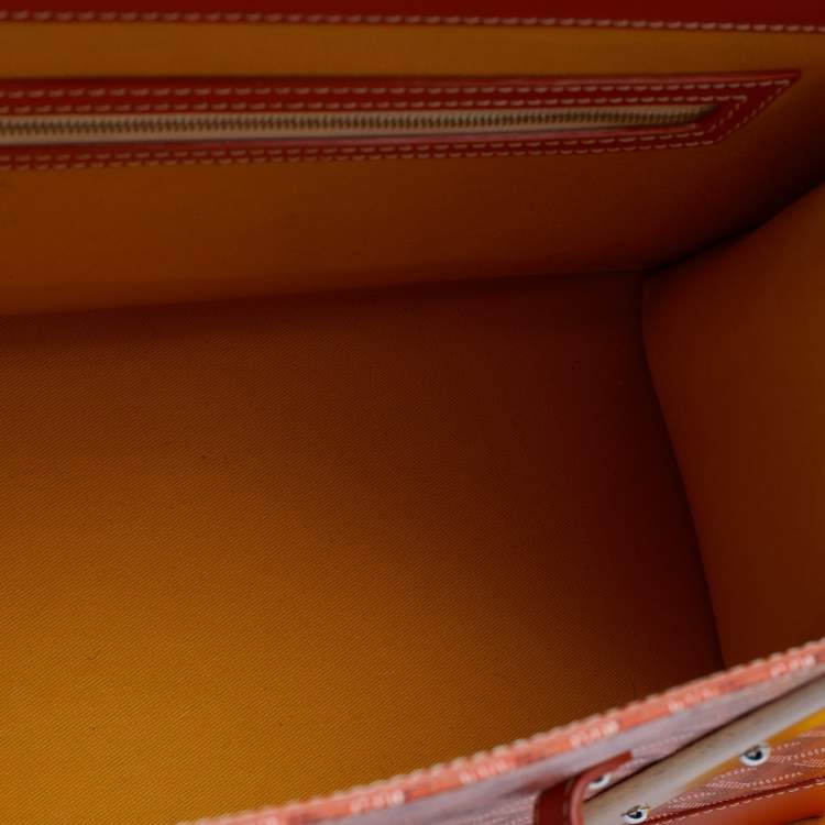 Pre Owned Goyard Orange Goyardine Coated Canvas And Leather Saigon MM Top Handle Bag