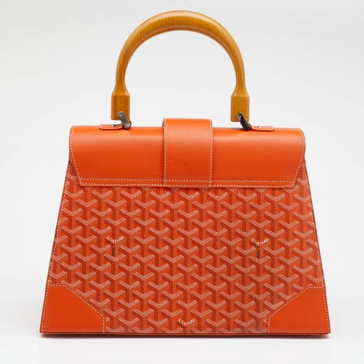 Pre Owned Goyard Orange Goyardine Coated Canvas And Leather Saigon MM Top Handle Bag