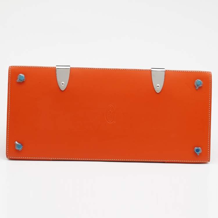Pre Owned Goyard Orange Goyardine Coated Canvas And Leather Saigon MM Top Handle Bag