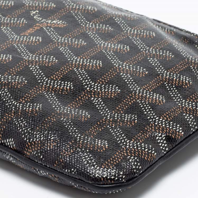 Pre Owned Goyard Black Goyardine Coated Canvas PM Senat Clutch