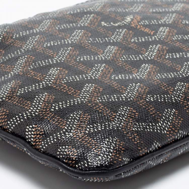 Pre Owned Goyard Black Goyardine Coated Canvas PM Senat Clutch