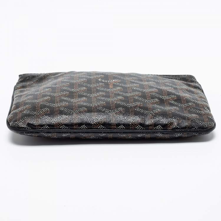 Pre Owned Goyard Black Goyardine Coated Canvas PM Senat Clutch