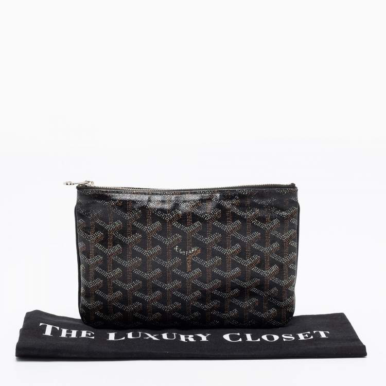 Pre Owned Goyard Black Goyardine Coated Canvas PM Senat Clutch