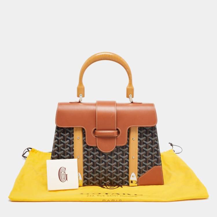 Pre Owned Goyard Brown Goyardine Coated Canvas and Leather Saigon MM Top Handle Bag