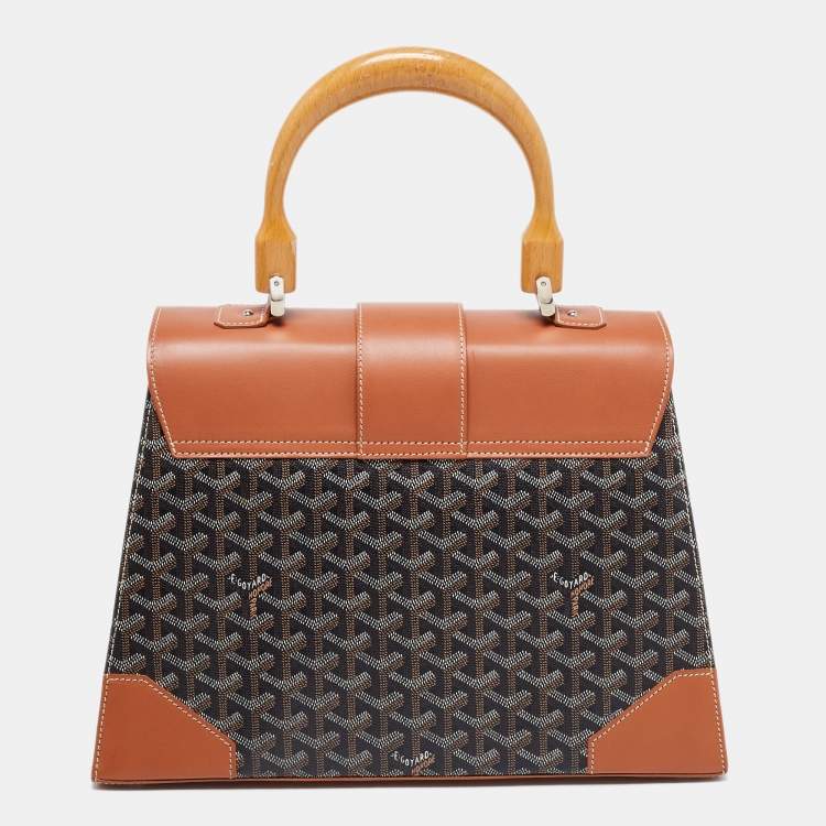 Pre Owned Goyard Brown Goyardine Coated Canvas and Leather Saigon MM Top Handle Bag