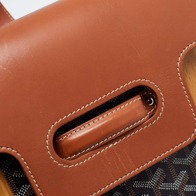 Pre Owned Goyard Brown Goyardine Coated Canvas and Leather Saigon MM Top Handle Bag