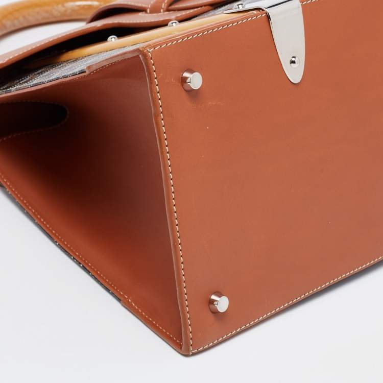 Pre Owned Goyard Brown Goyardine Coated Canvas and Leather Saigon MM Top Handle Bag