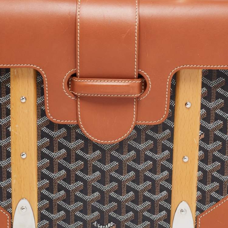 Pre Owned Goyard Brown Goyardine Coated Canvas and Leather Saigon MM Top Handle Bag
