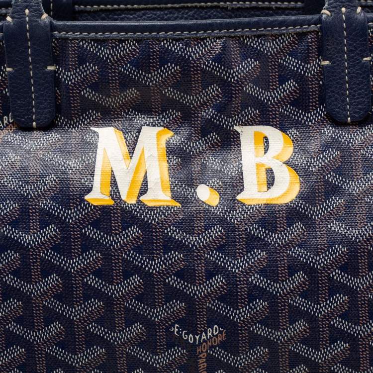 Pre Owned Goyard Navy Blue Coated Canvas Hardy Tote
