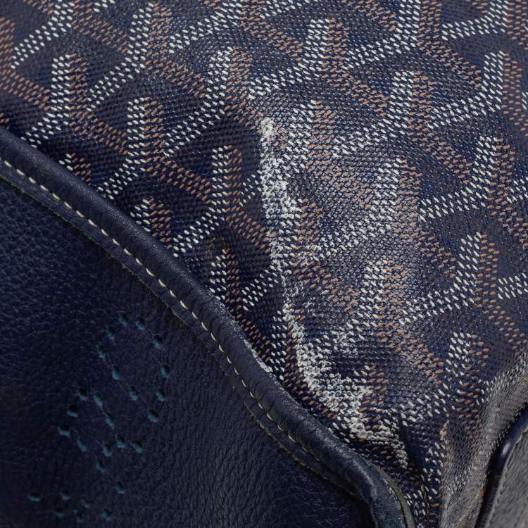 Pre Owned Goyard Navy Blue Coated Canvas Hardy Tote