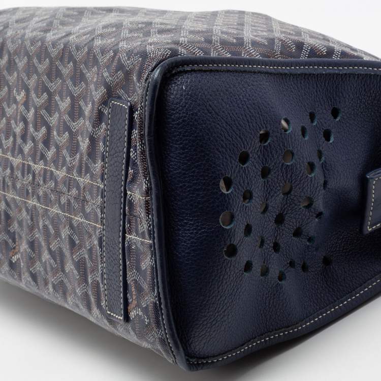 Pre Owned Goyard Navy Blue Coated Canvas Hardy Tote