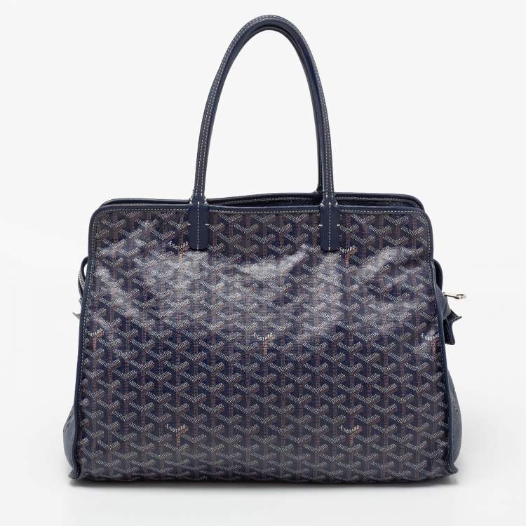 Pre Owned Goyard Navy Blue Coated Canvas Hardy Tote