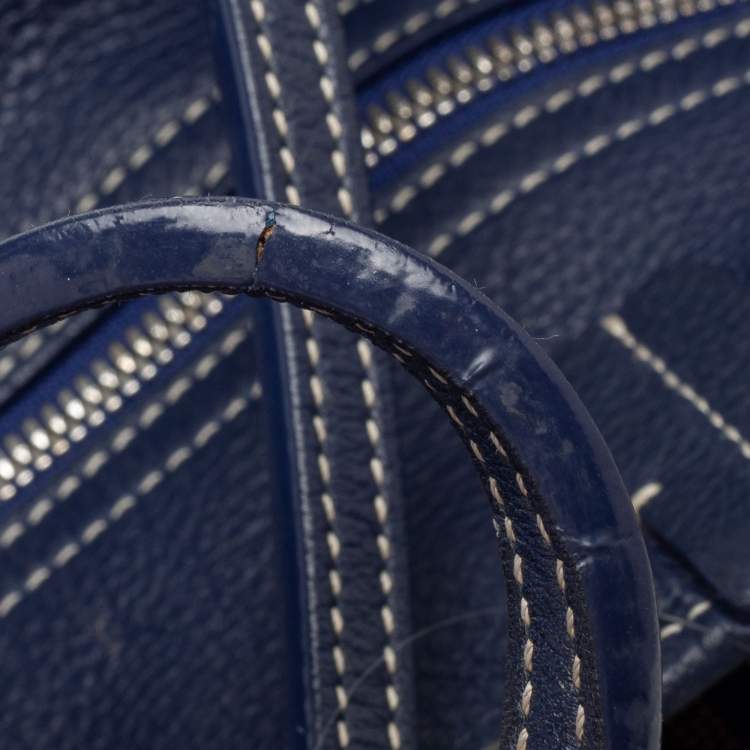 Pre Owned Goyard Navy Blue Coated Canvas Hardy Tote