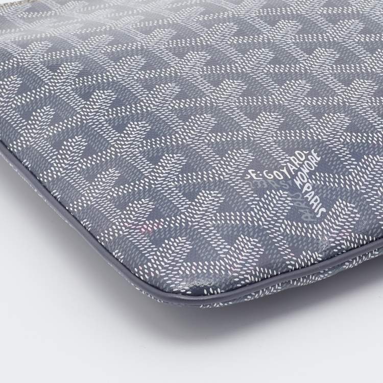 Pre Owned Goyard Grey Goyardine Coated Canvas MM Senat Pouch