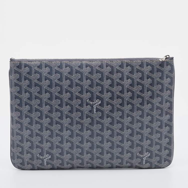 Pre Owned Goyard Grey Goyardine Coated Canvas MM Senat Pouch