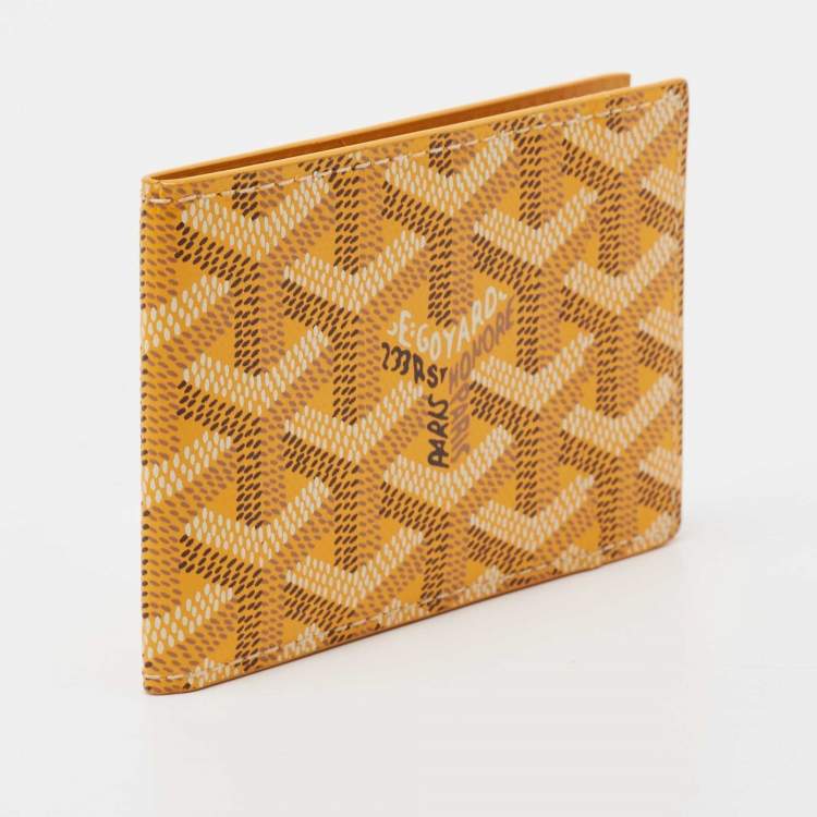 Pre Owned Goyard Yellow Goyardine Coated Canvas Victoire Companion Bifold Wallet