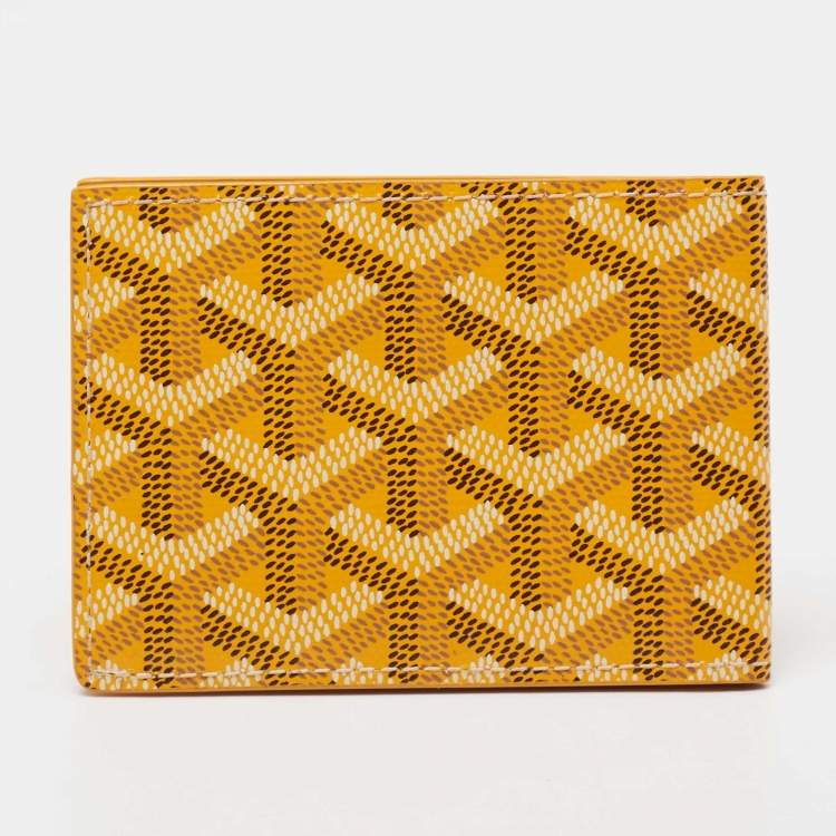 Pre Owned Goyard Yellow Goyardine Coated Canvas Victoire Companion Bifold Wallet