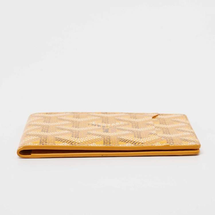 Pre Owned Goyard Yellow Goyardine Coated Canvas Victoire Companion Bifold Wallet